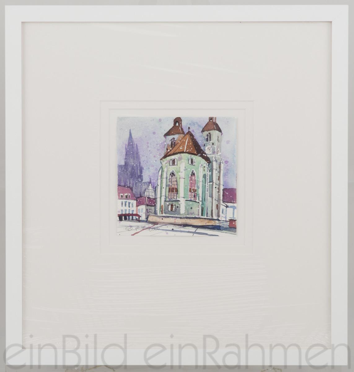 Neupfarrkirche, Regensburg Edith Thurnherr Aqurell Kleines Format von der Gallerie EinBild EinRahmen